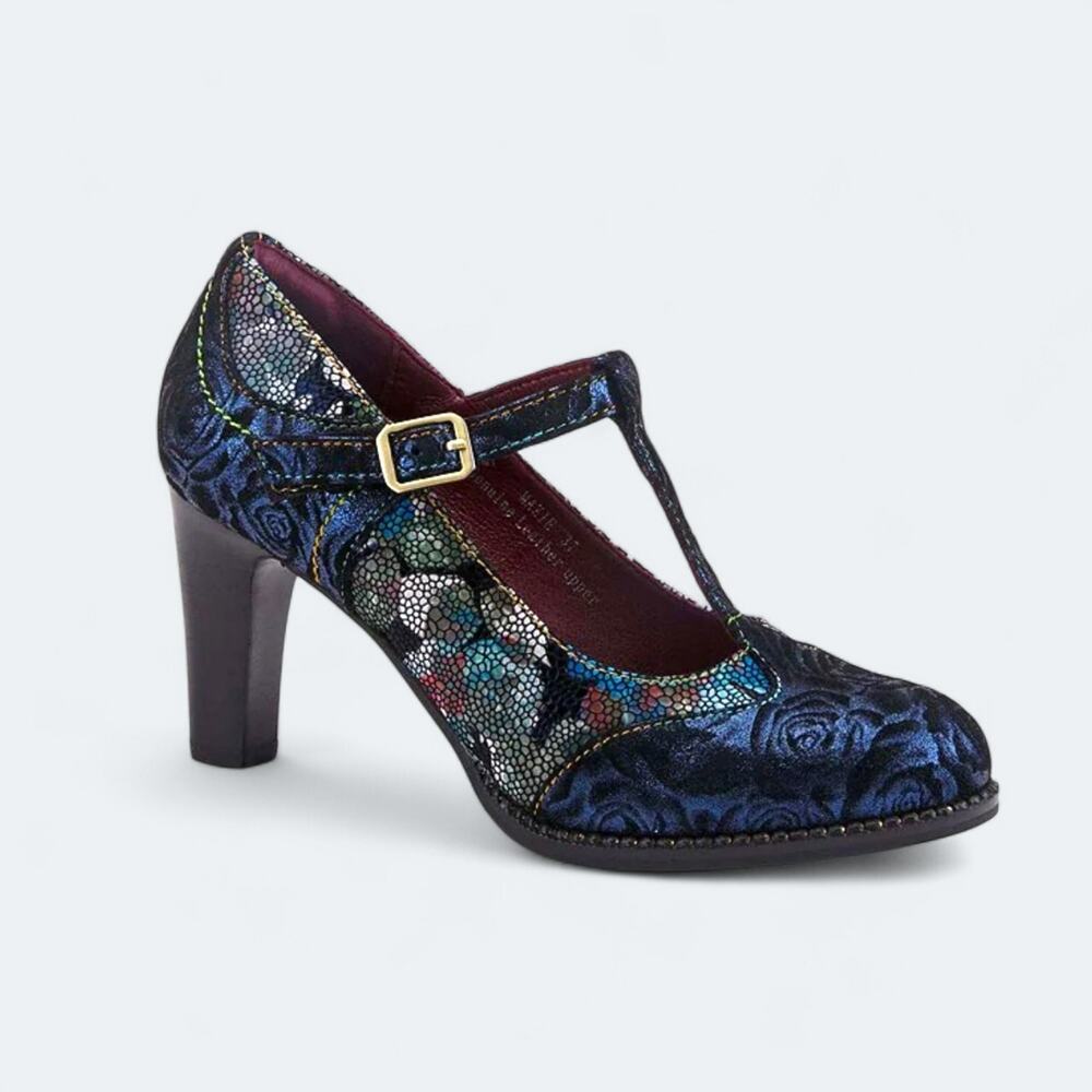 L'Artiste Mazie Floral Metallic Print Leather Pumps Size 44 (12.5-13)